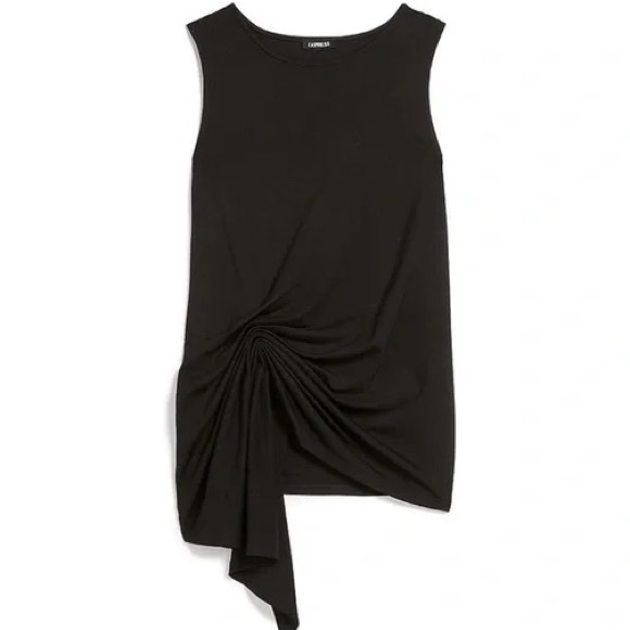 Express Tops - EXPRESS Black Pleated Side Sleeveless Tank Top Gathered Waist Day to Night